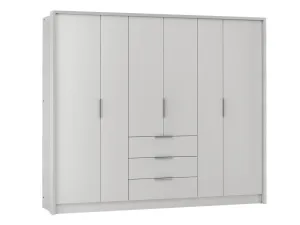 Singapore 255cm Hinged Door Wardrobe White
