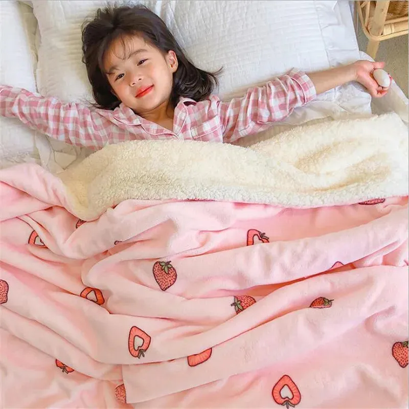 SINOTAO  -  4 Sizes Winter Warm Baby Berber Fleece Blankets Sofa Sleeping Blanket Thickened Warm Plush Coral Fleece Baby Bed Sleeping Quilt