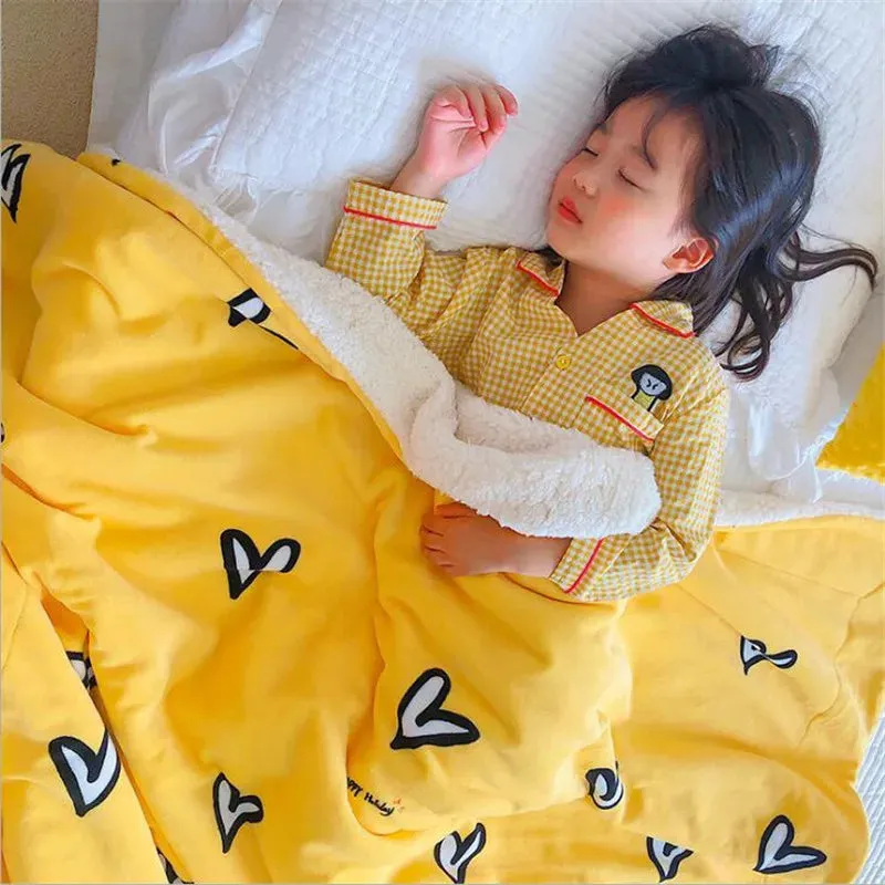 SINOTAO  -  4 Sizes Winter Warm Baby Berber Fleece Blankets Sofa Sleeping Blanket Thickened Warm Plush Coral Fleece Baby Bed Sleeping Quilt