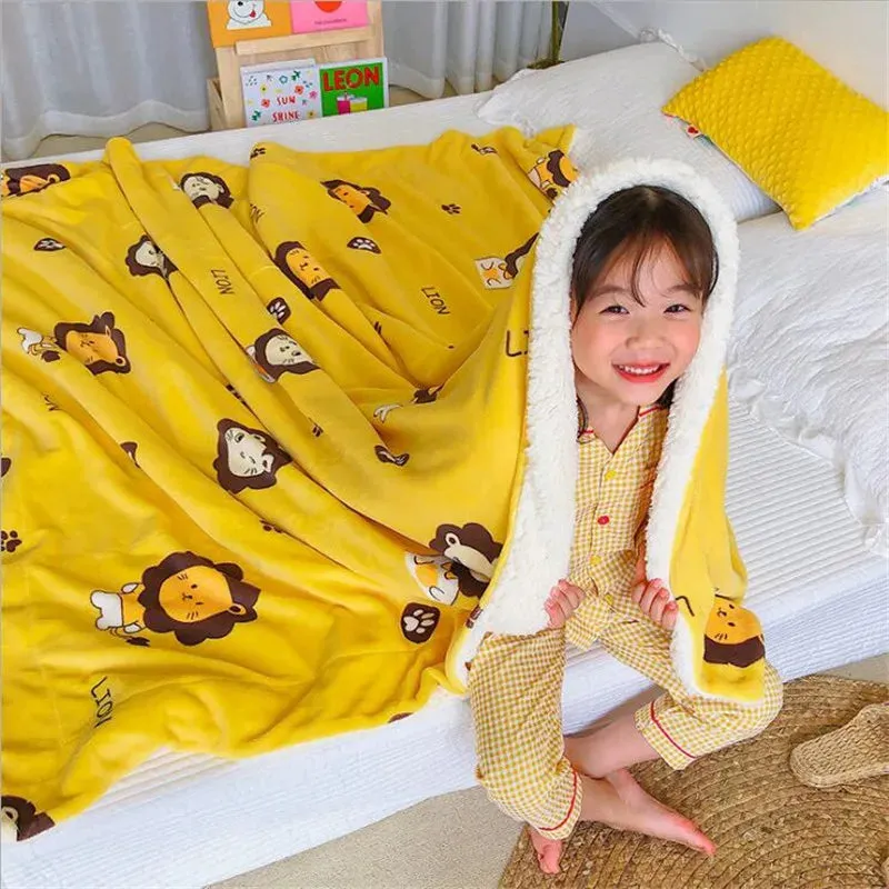SINOTAO  -  4 Sizes Winter Warm Baby Berber Fleece Blankets Sofa Sleeping Blanket Thickened Warm Plush Coral Fleece Baby Bed Sleeping Quilt