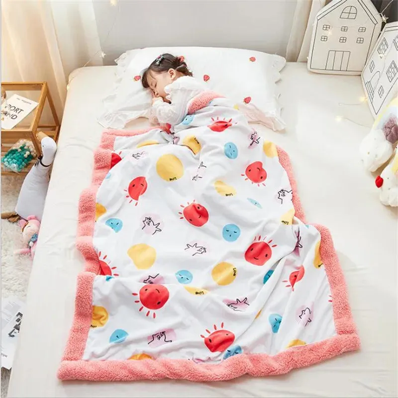 SINOTAO  -  4 Sizes Winter Warm Baby Berber Fleece Blankets Sofa Sleeping Blanket Thickened Warm Plush Coral Fleece Baby Bed Sleeping Quilt