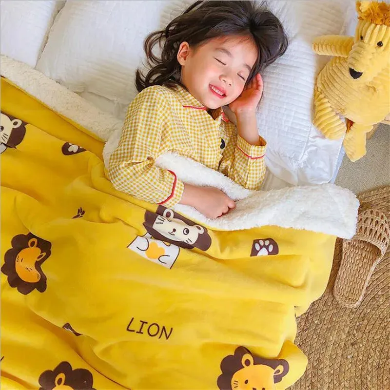 SINOTAO  -  4 Sizes Winter Warm Baby Berber Fleece Blankets Sofa Sleeping Blanket Thickened Warm Plush Coral Fleece Baby Bed Sleeping Quilt