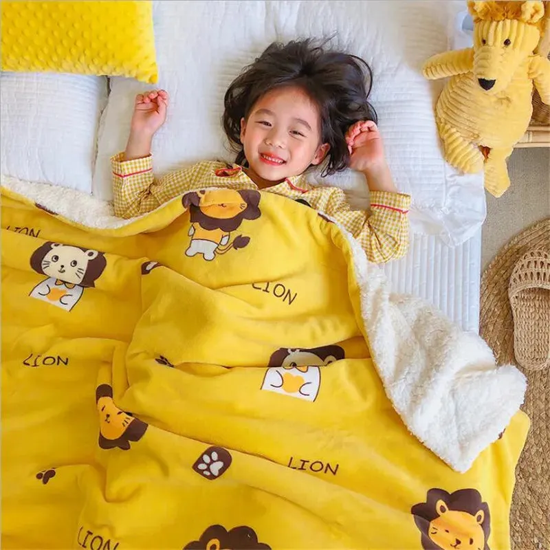 SINOTAO  -  4 Sizes Winter Warm Baby Berber Fleece Blankets Sofa Sleeping Blanket Thickened Warm Plush Coral Fleece Baby Bed Sleeping Quilt