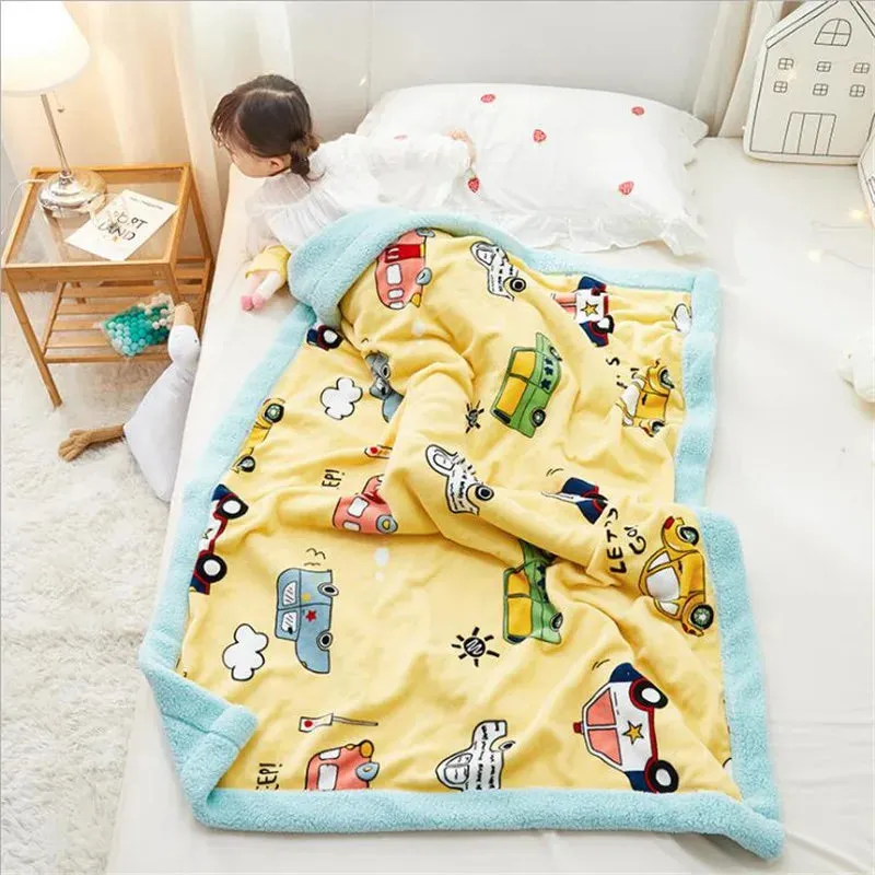 SINOTAO  -  4 Sizes Winter Warm Baby Berber Fleece Blankets Sofa Sleeping Blanket Thickened Warm Plush Coral Fleece Baby Bed Sleeping Quilt