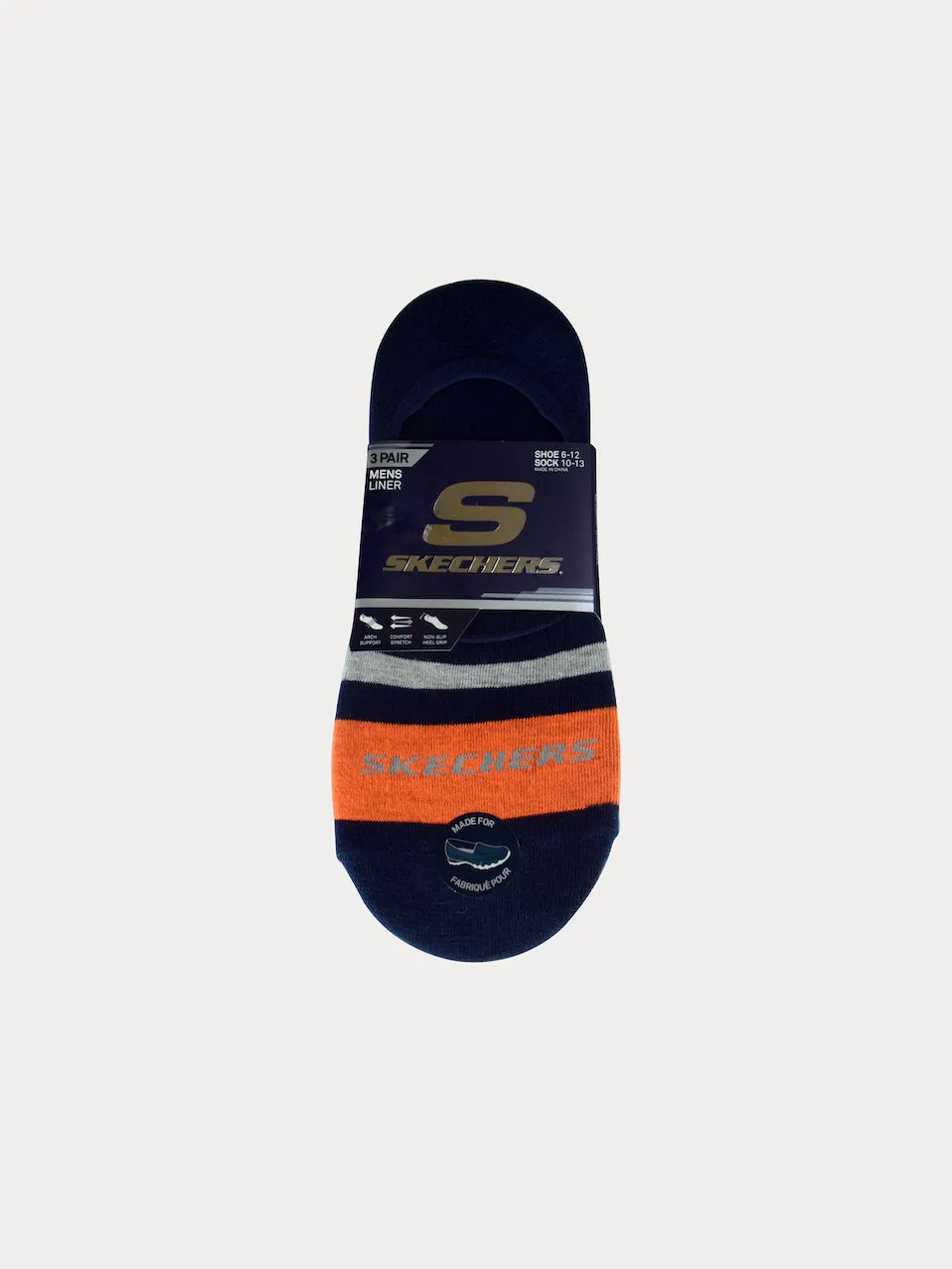 Skechers Men's 3 Pack Liner Gripper Socks