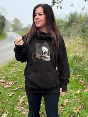 Skull Grey Bow Luxe Hoodie - Black