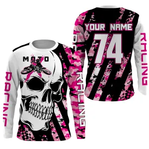 Skull Motox Jersey Custom Number Motocross Pink Camo Dirt Bike Racing Motorcycle Racewear
