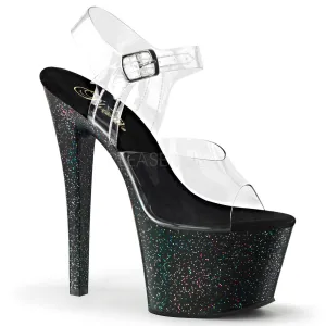 SKY-308MG Black Glitter, 7" Heel