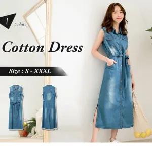 SLEEVELESS COTTON DRESS