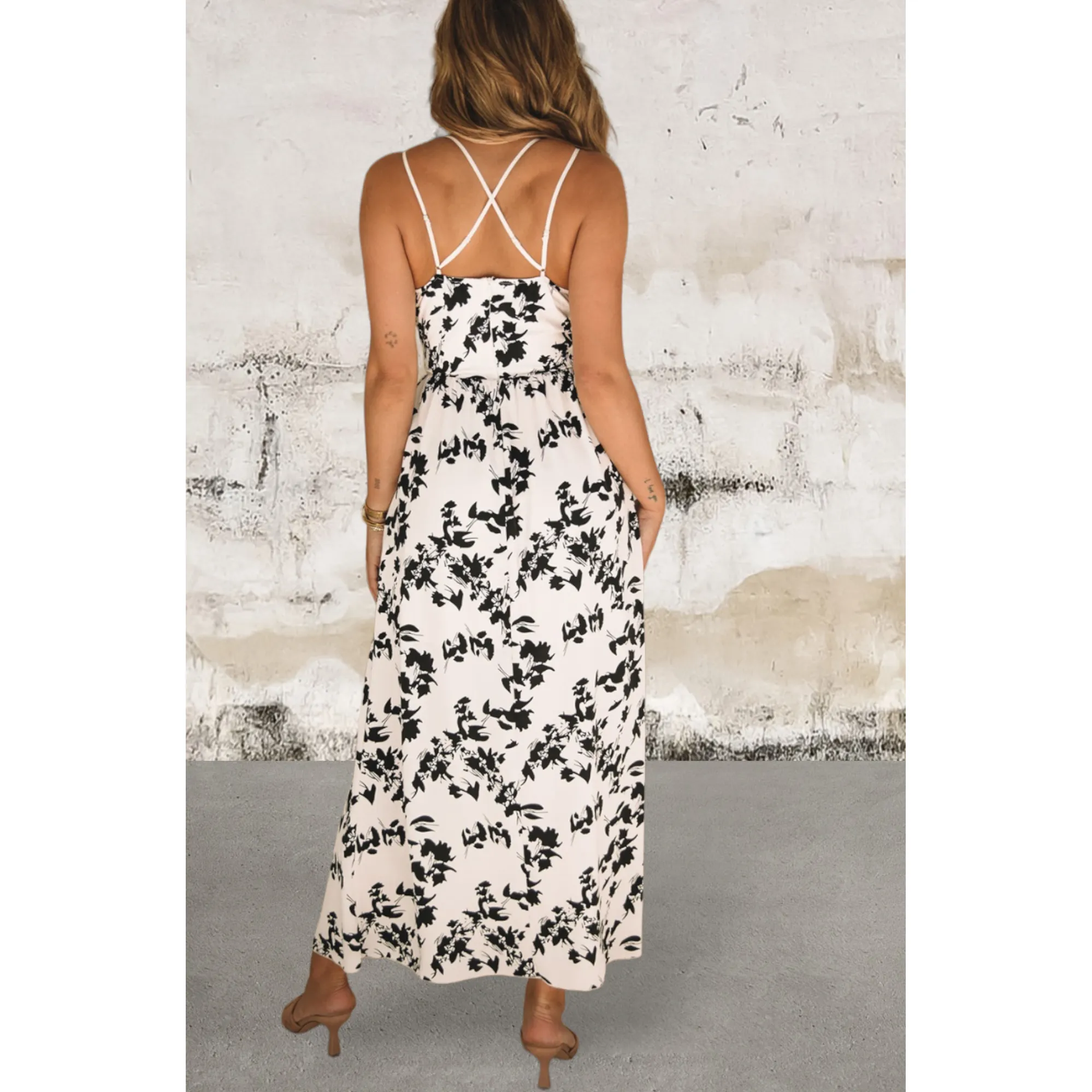 Sleeveless Maxi Floral Dress with Slit