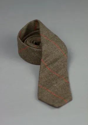 Slim Fit Brown Herringbone Neck Tie
