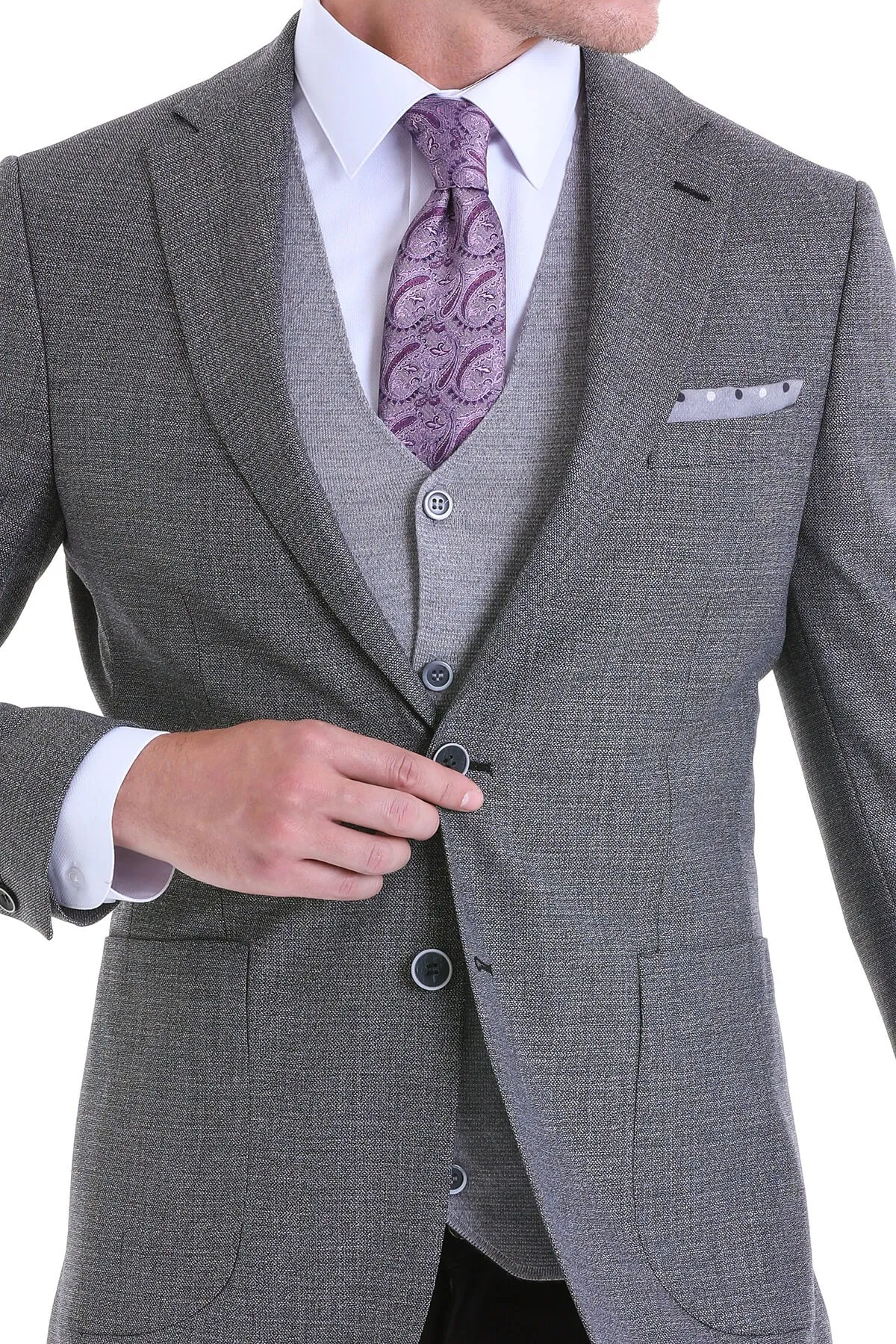 Slim Fit Notch Lapel Textured Black Casual Blazer