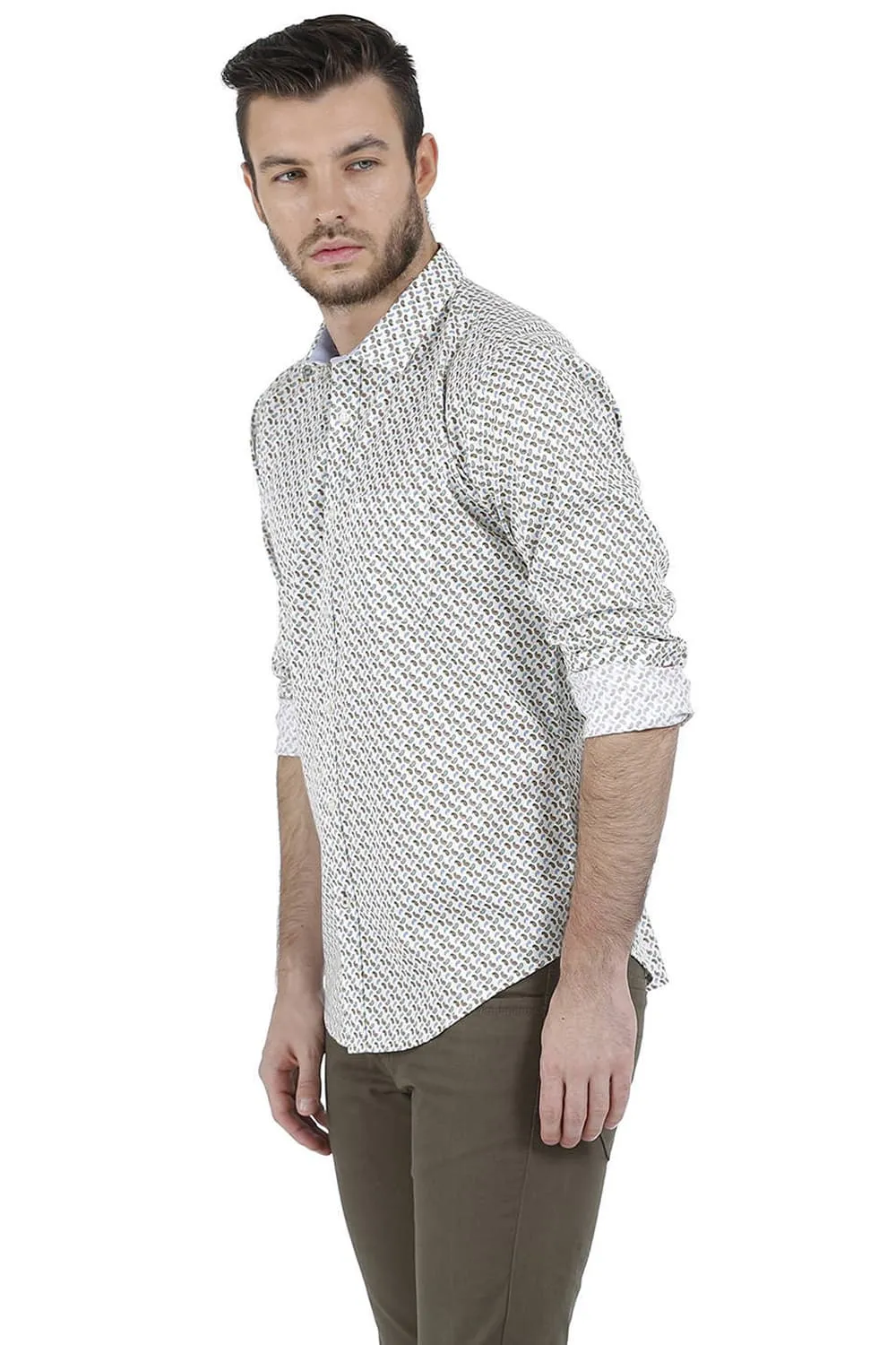 Slim Fit Printed Satin Shirt