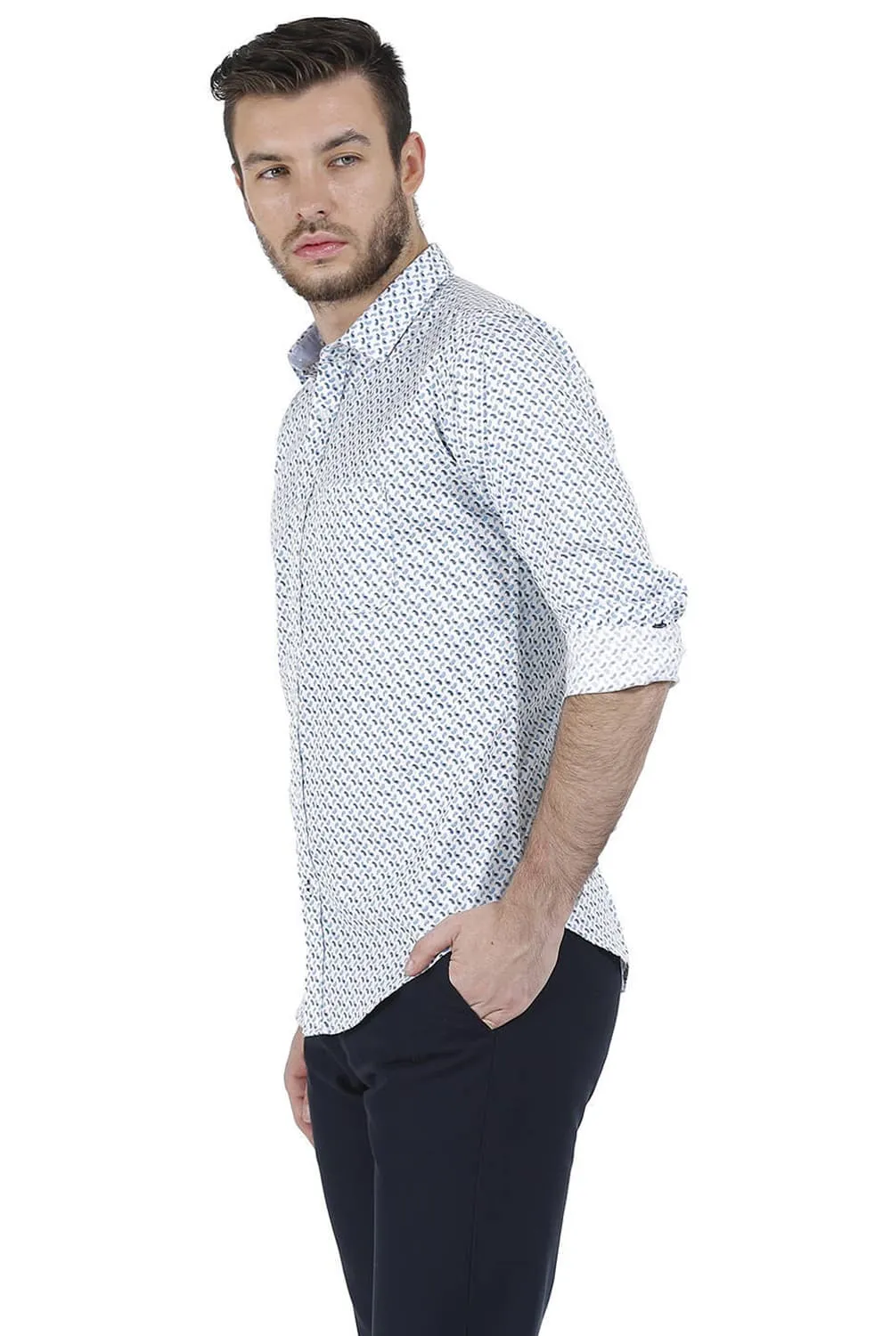 Slim Fit Printed Satin Shirt