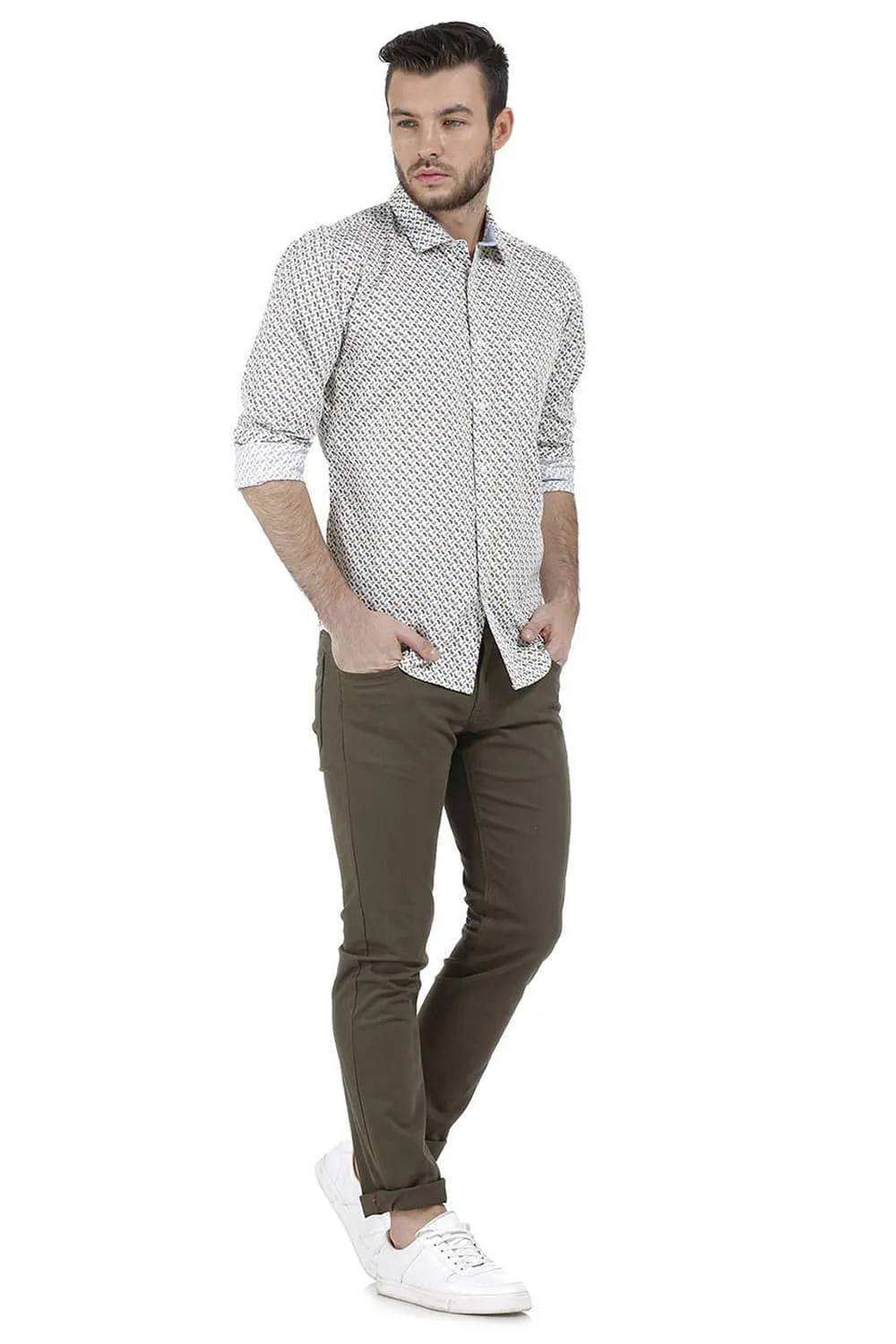 Slim Fit Printed Satin Shirt