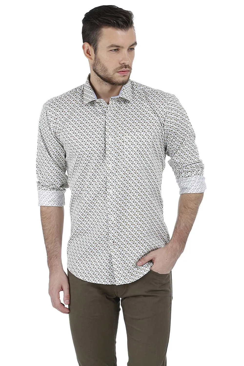 Slim Fit Printed Satin Shirt