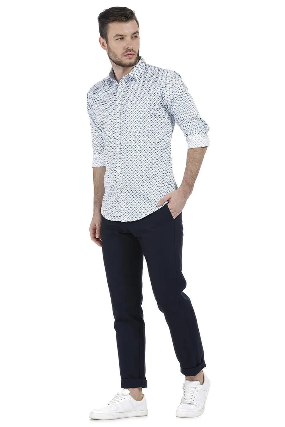 Slim Fit Printed Satin Shirt