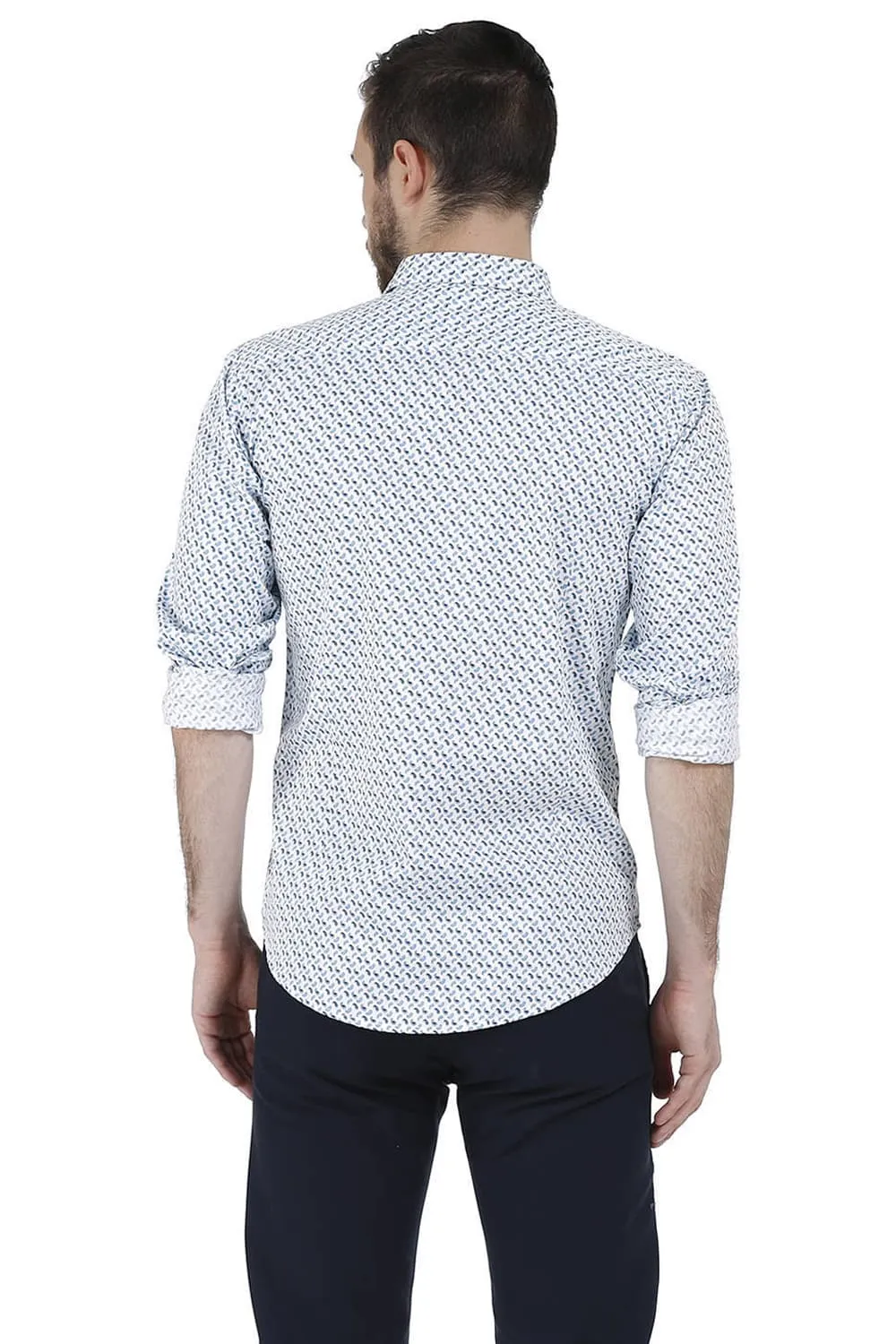 Slim Fit Printed Satin Shirt