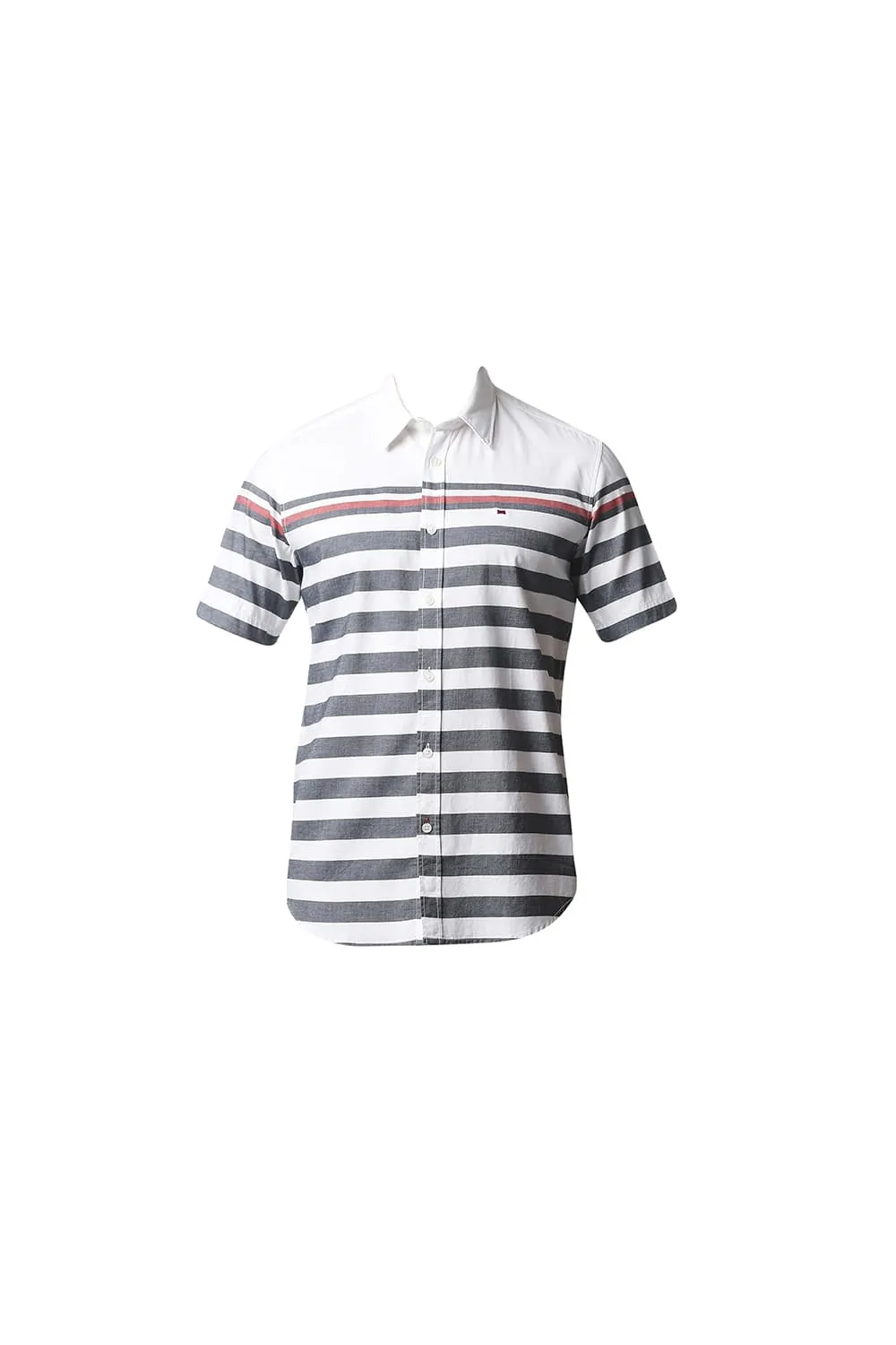Slim Fit Twill Eng Weft Stripe Halfsleeves Shirt