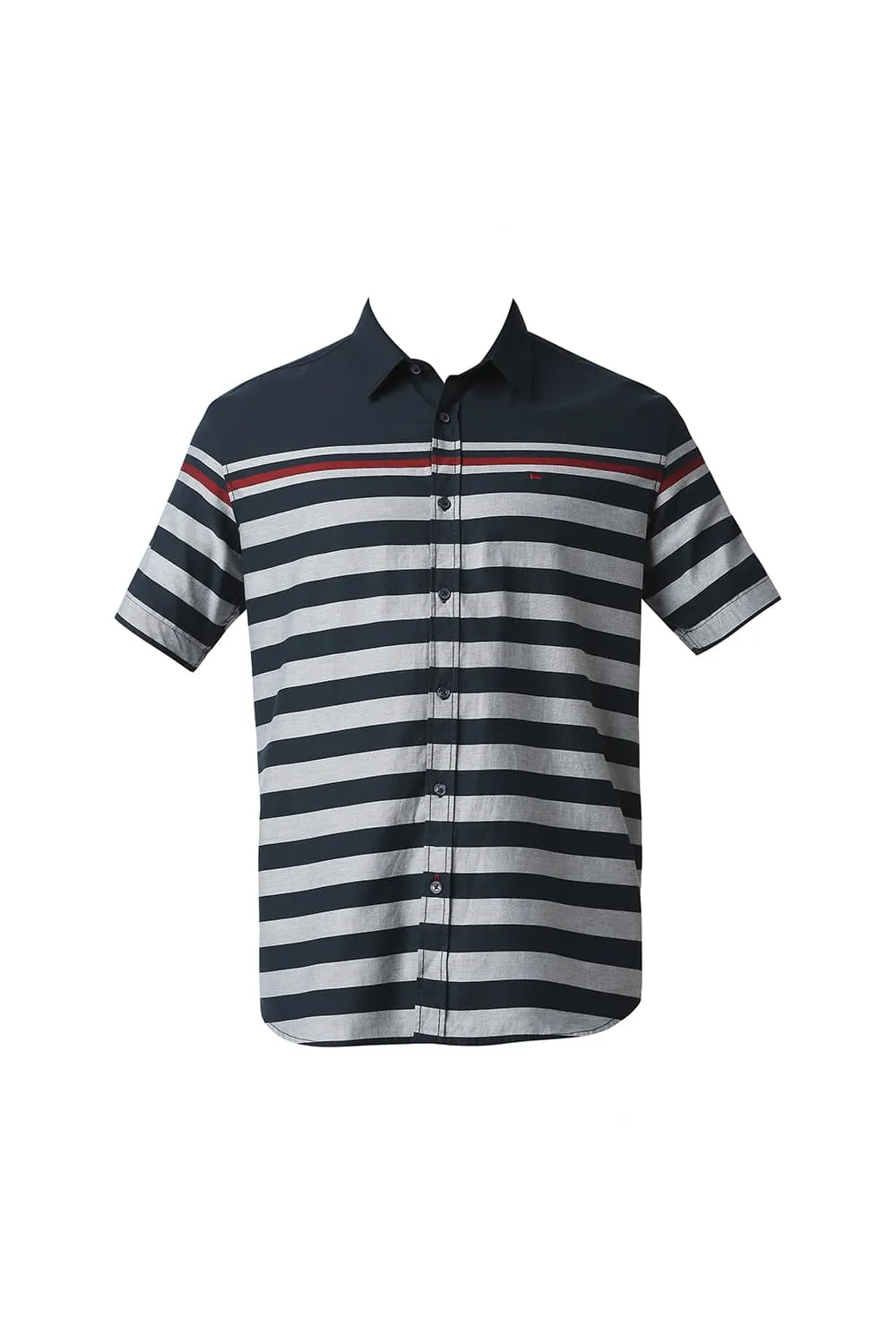 Slim Fit Twill Eng Weft Stripe Halfsleeves Shirt