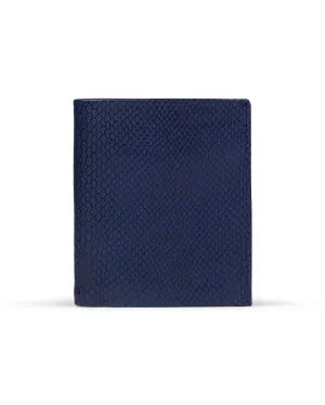 Slim Leather Wallet - Azul Escamas/Negro