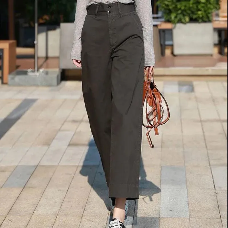 Slimming Thin Pure Cotton Breathable Loose Fit High-Waisted Puffy Pants