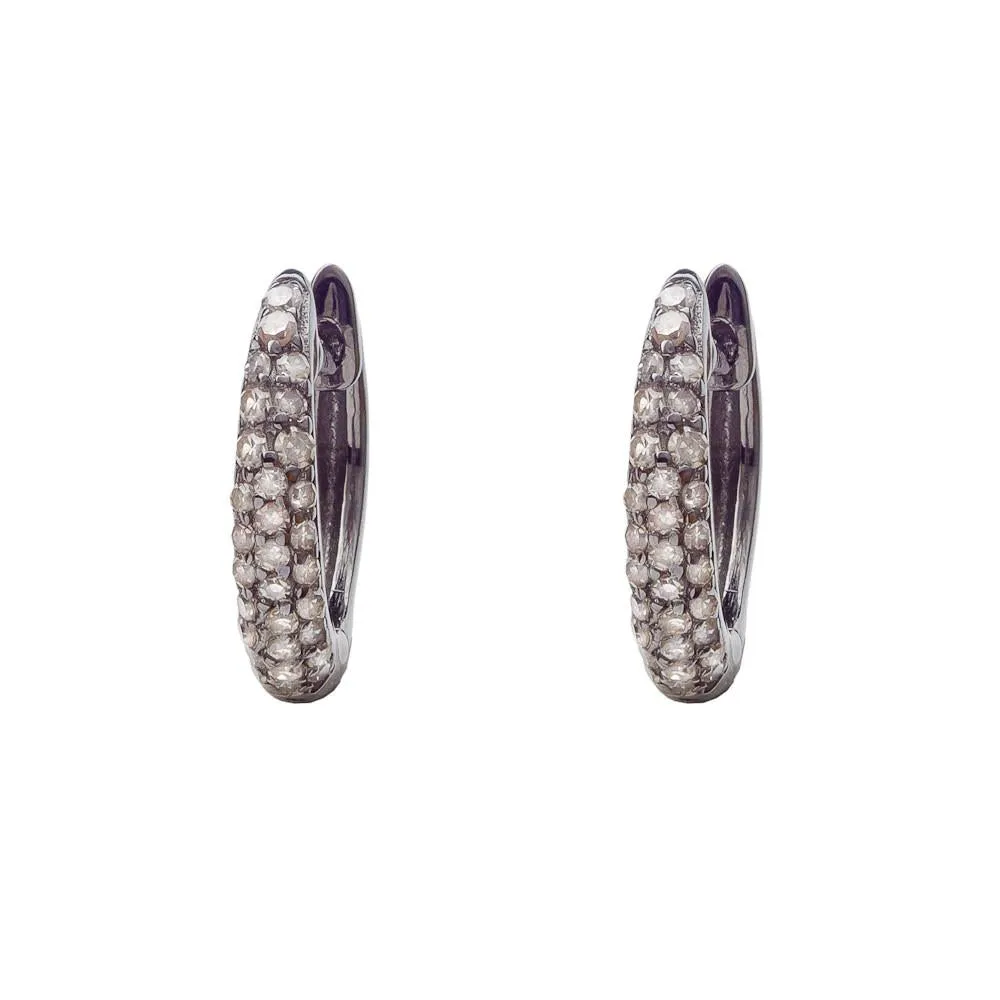 SMALL DIAMOND HUGGIE EARRING, BR STERLING SILVER