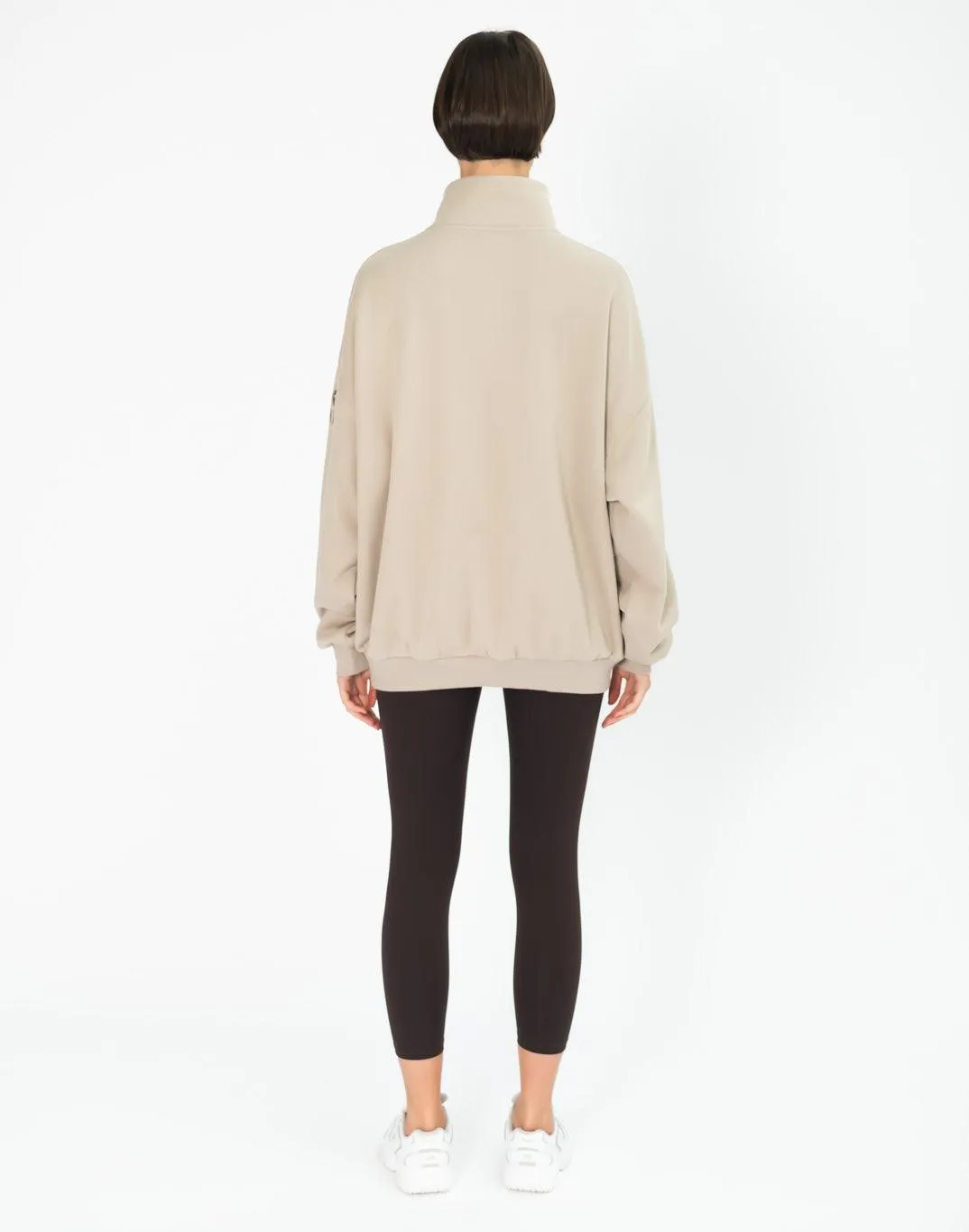 Snap Collar Sweatshirt in Rich Taupe