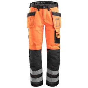 Snickers&#x20;3233&#x20;Work&#x20;Trousers&#x2B;&#x20;Holster&#x20;Pockets&#x20;High-Vis&#x20;Class&#x20;2&#x20;-&#x20;Orange&#x2F;Black
