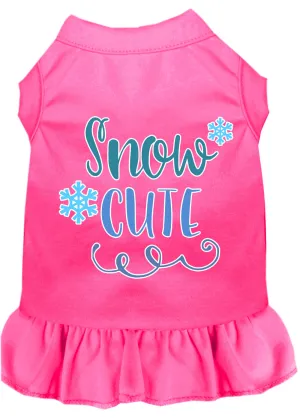 Snow Cute Screen Print Dog Dress Bright Pink Xxl
