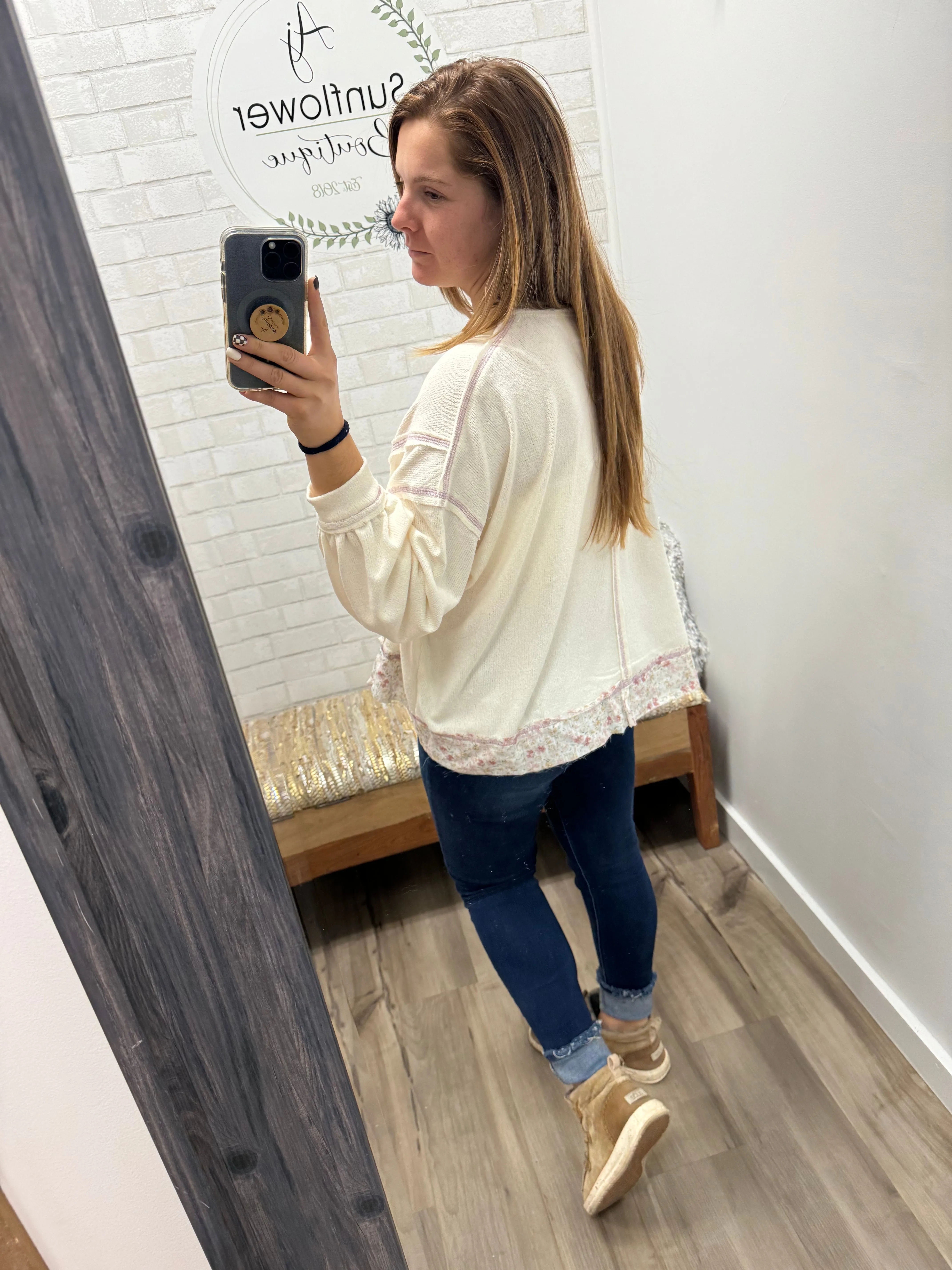 Snow in Love Long Sleeve Sweater -Ivory