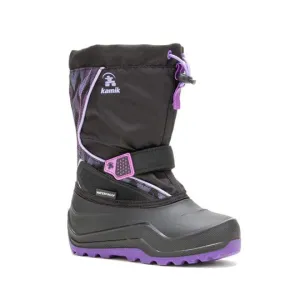 Snowfall2 Print Kid's Waterproof Snow Boot - Black/Purple