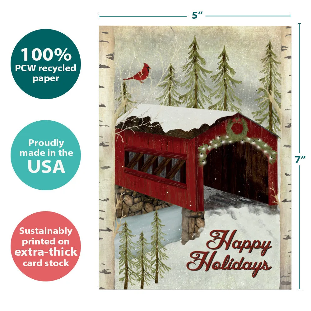 Snowy Covered Bridge Holiday 12 Pack
