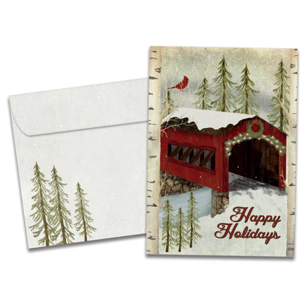 Snowy Covered Bridge Holiday 12 Pack