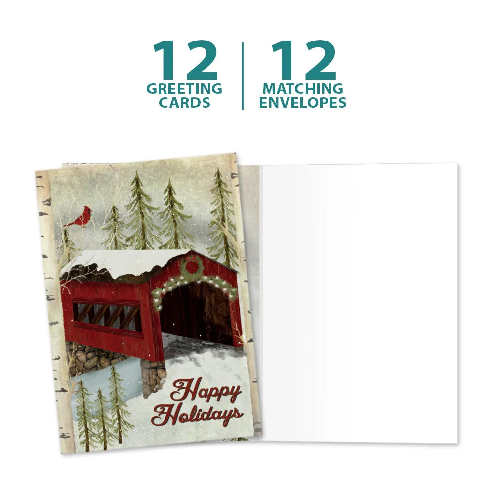 Snowy Covered Bridge Holiday 12 Pack