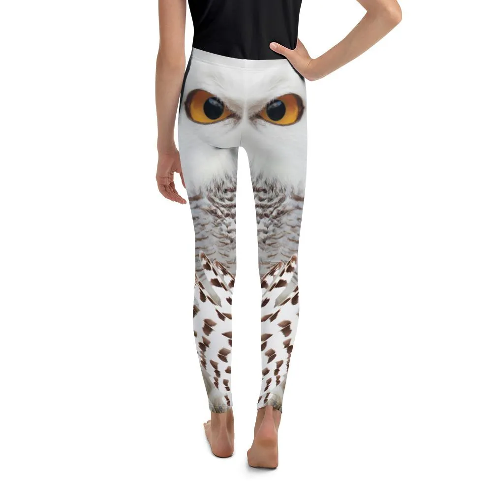 Snowy Owl Eyes Youth Leggings