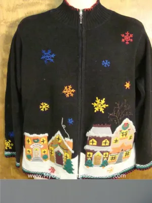 Snowy Winter Wonderland with Color Snow Funny Christmas Sweater