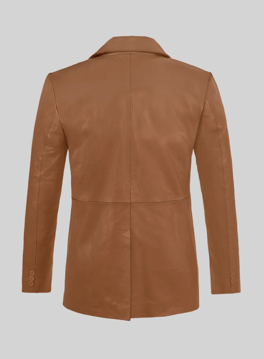 Soft Hunter Tan Leather Pea Coat