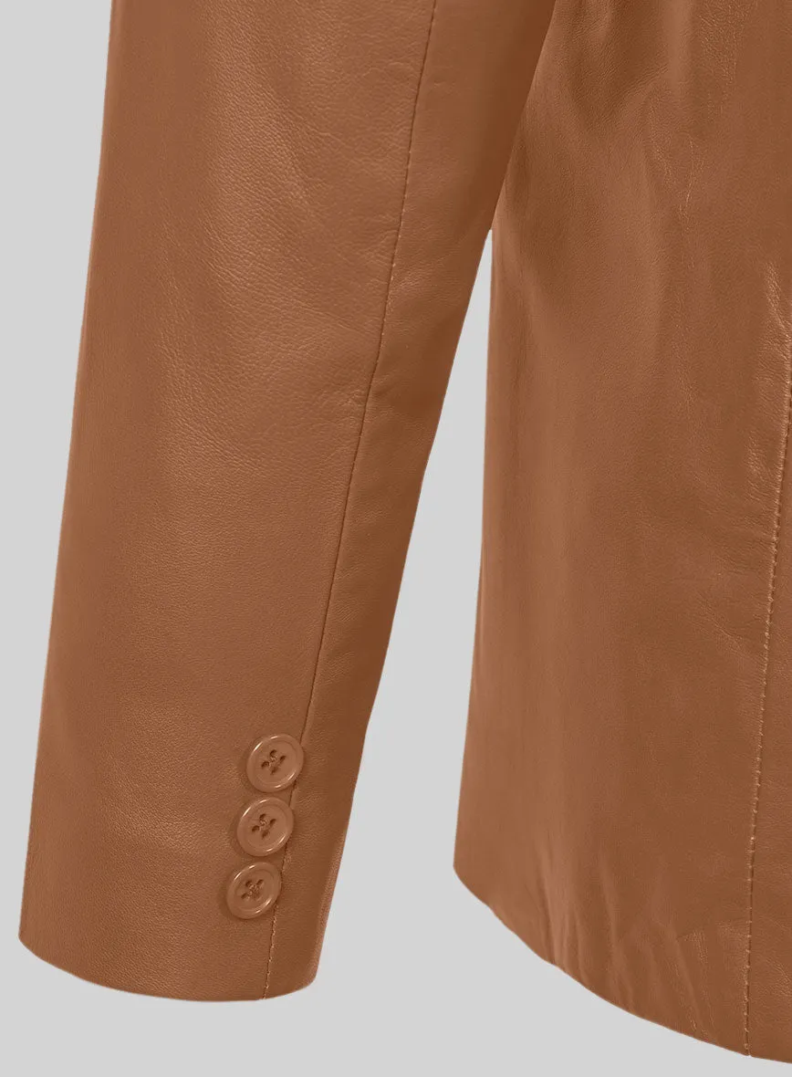 Soft Hunter Tan Leather Pea Coat