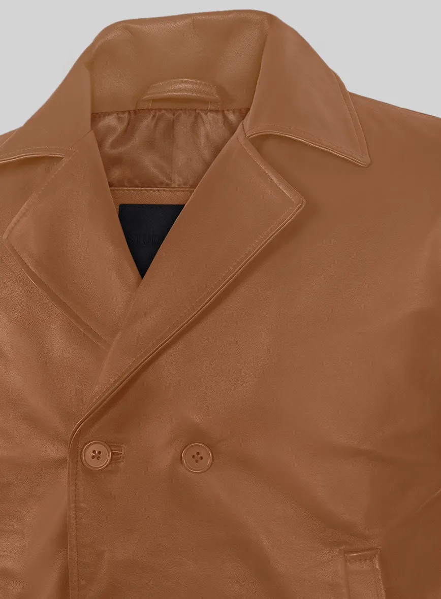 Soft Hunter Tan Leather Pea Coat