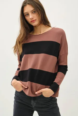 SOFT LARGE STRIPE RELAXED SWEATER