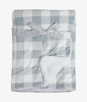 Soft Plush Baby Blanket - Grey Check