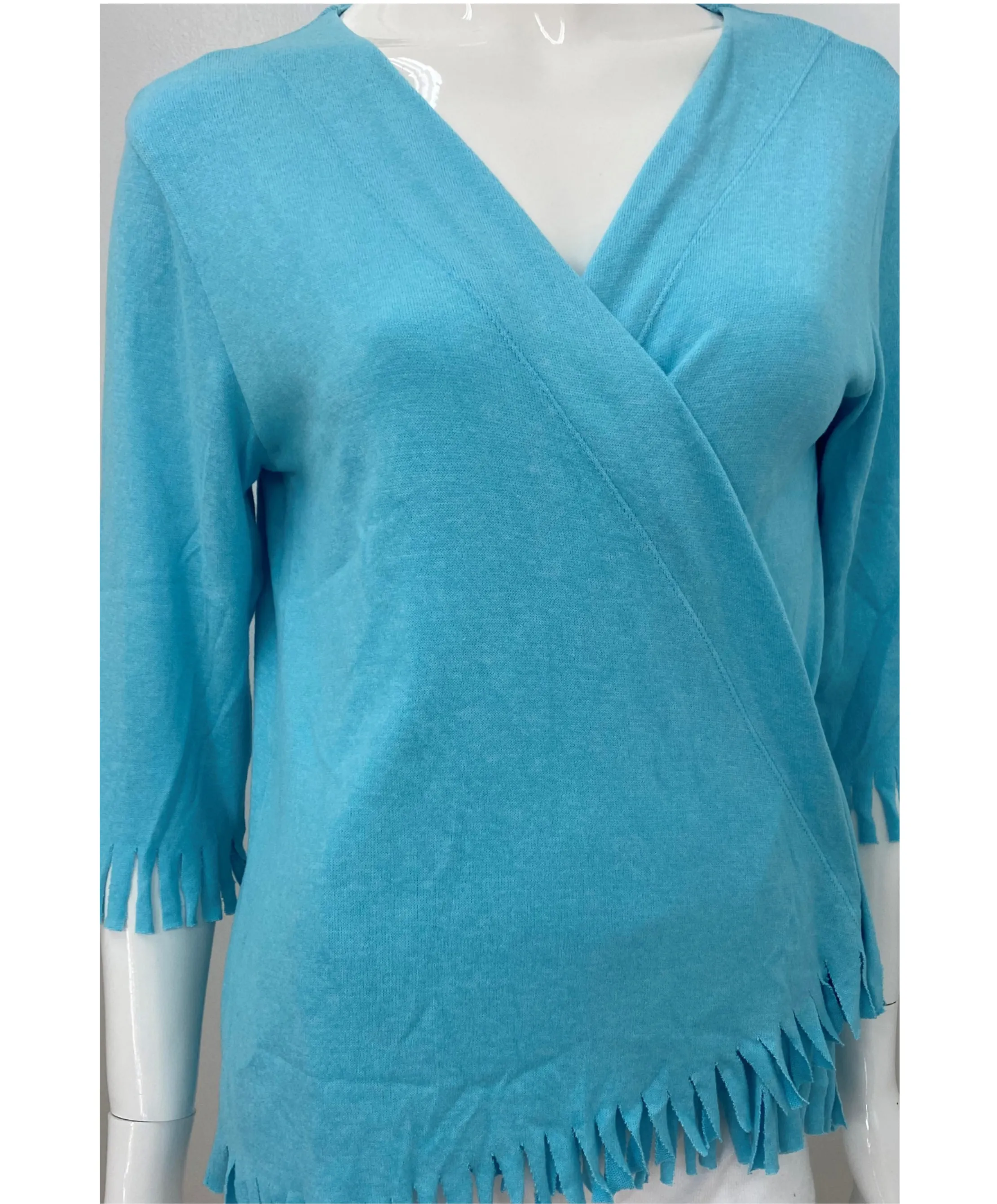 Soft Stretch 3/4 Sleeve Fringe Cardigan