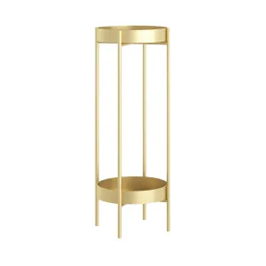 SOGA 2 Layer 80cm Gold Metal Plant Stand Flower Pot Holder Corner Shelving Rack Indoor Display