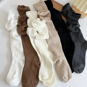 Sohiwoo Soft Wool Long Socks Women Autumn Winter Cashmere Solid Knitted Stocking Skinny Casual Knee High Fluffy Warm Thicken Girls Socks