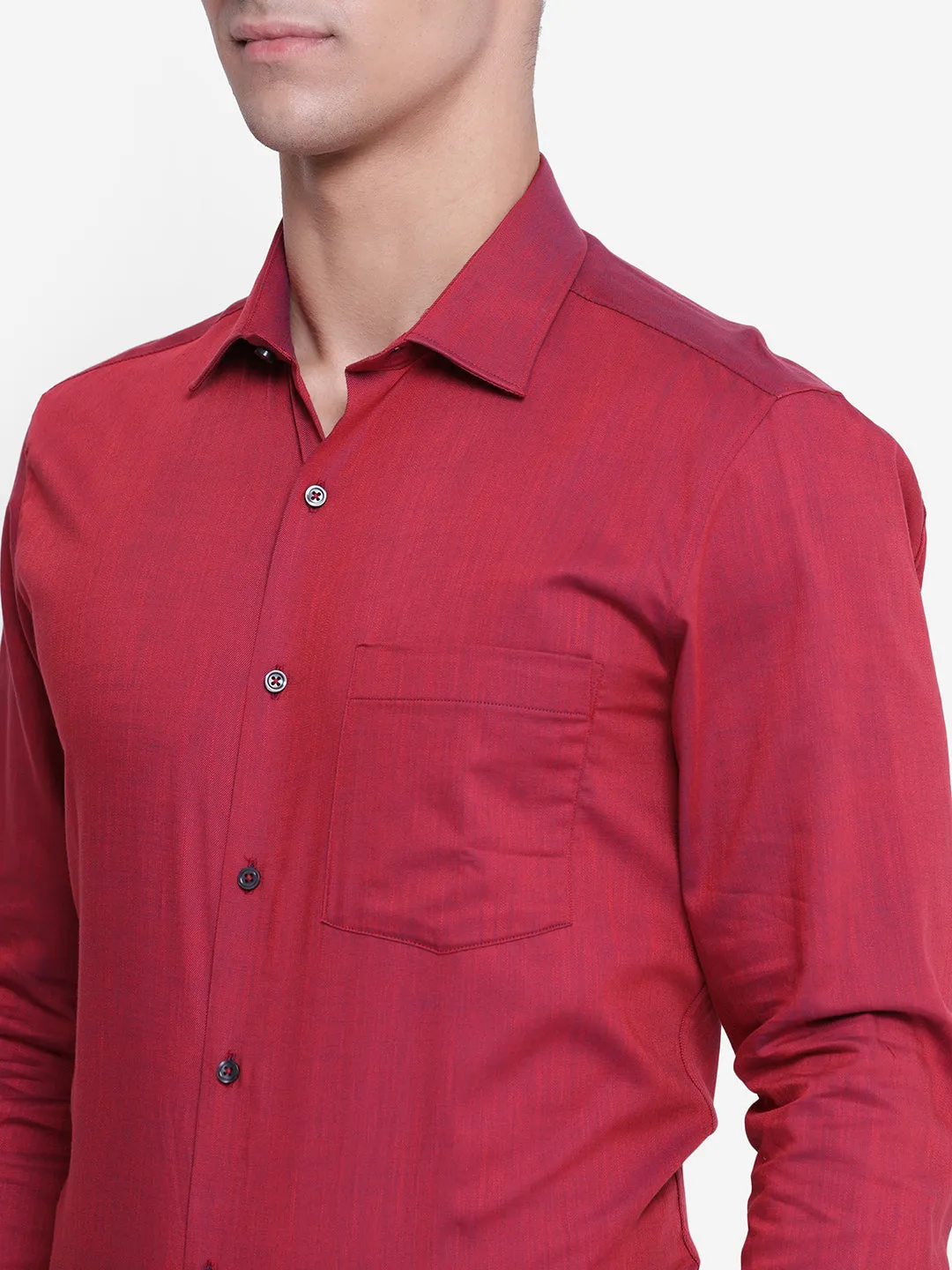 Solid Red Slim Fit Formal Shirt