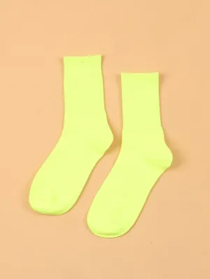 Solid Yellow Crew Socks for Women Plain Socks Cozy Socks Fashion Socks
