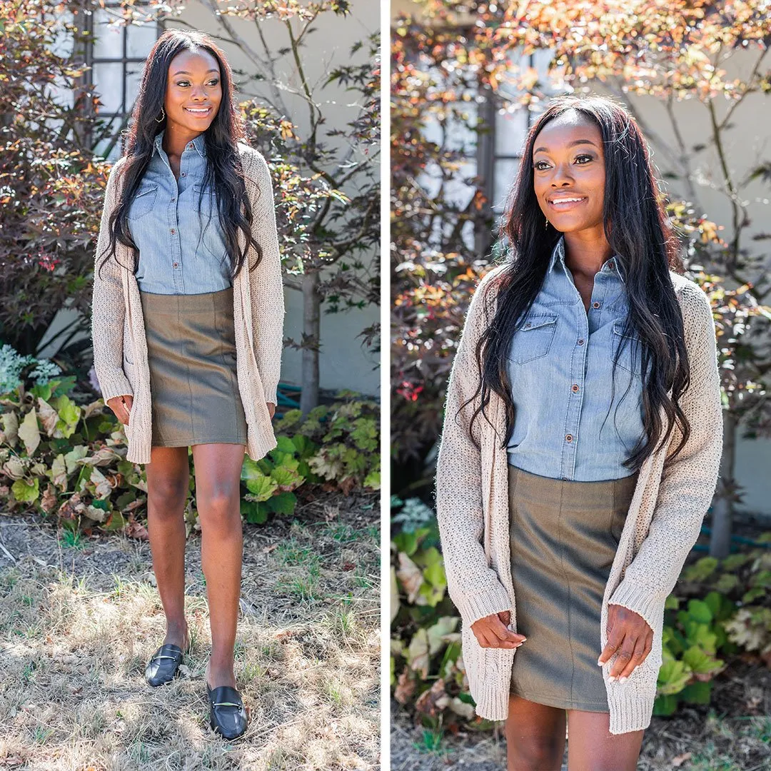Somebody To Love Mocha Brown Cable Knit Cardigan