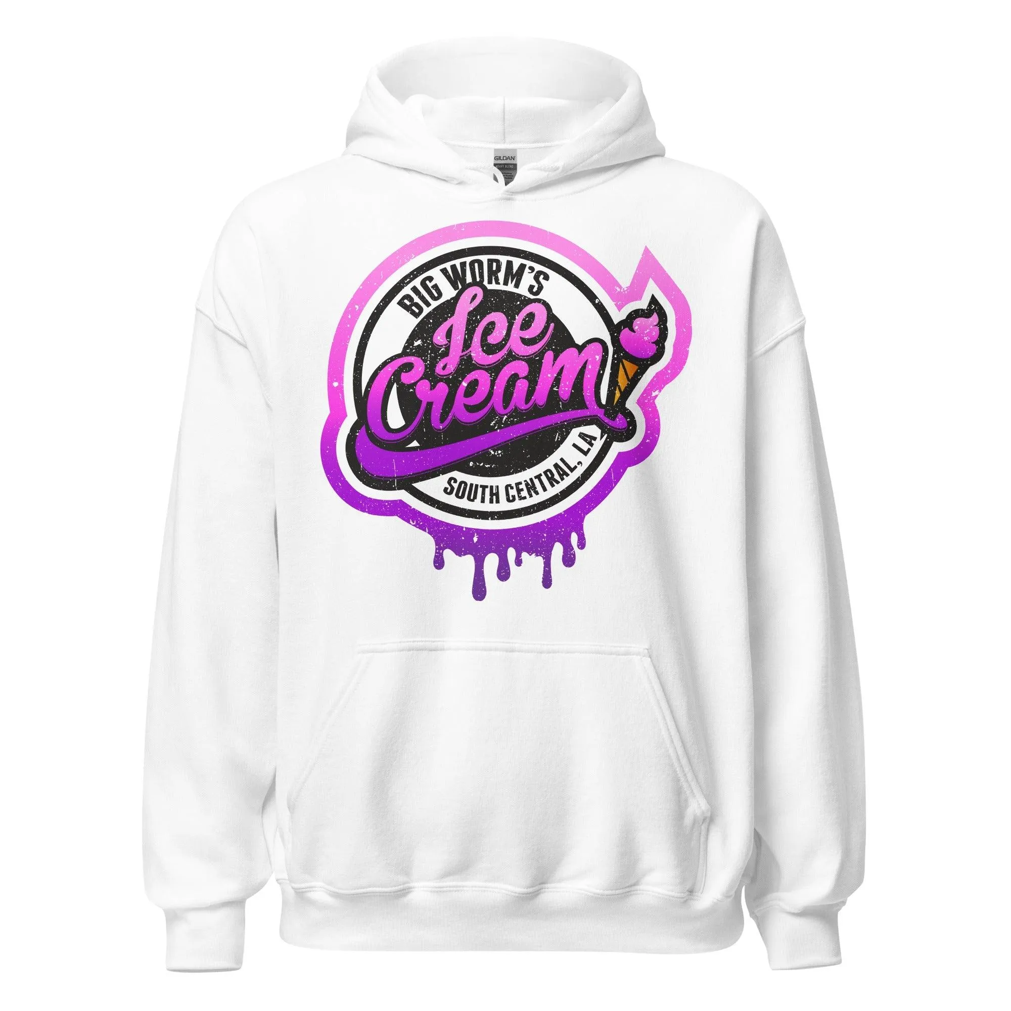 South Central Hoodie Big Worms Ice Cream Blended Cotton Midweight Unisex Pullover