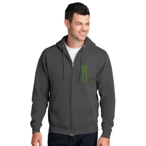 Sovereignty - Zip Up Sweatshirt - Reflection - Grey - Green Logo - XL
